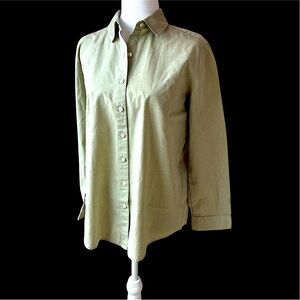 J. Jill Celery Green button up shirt.  Gently worn, no flaws.  Sz XS